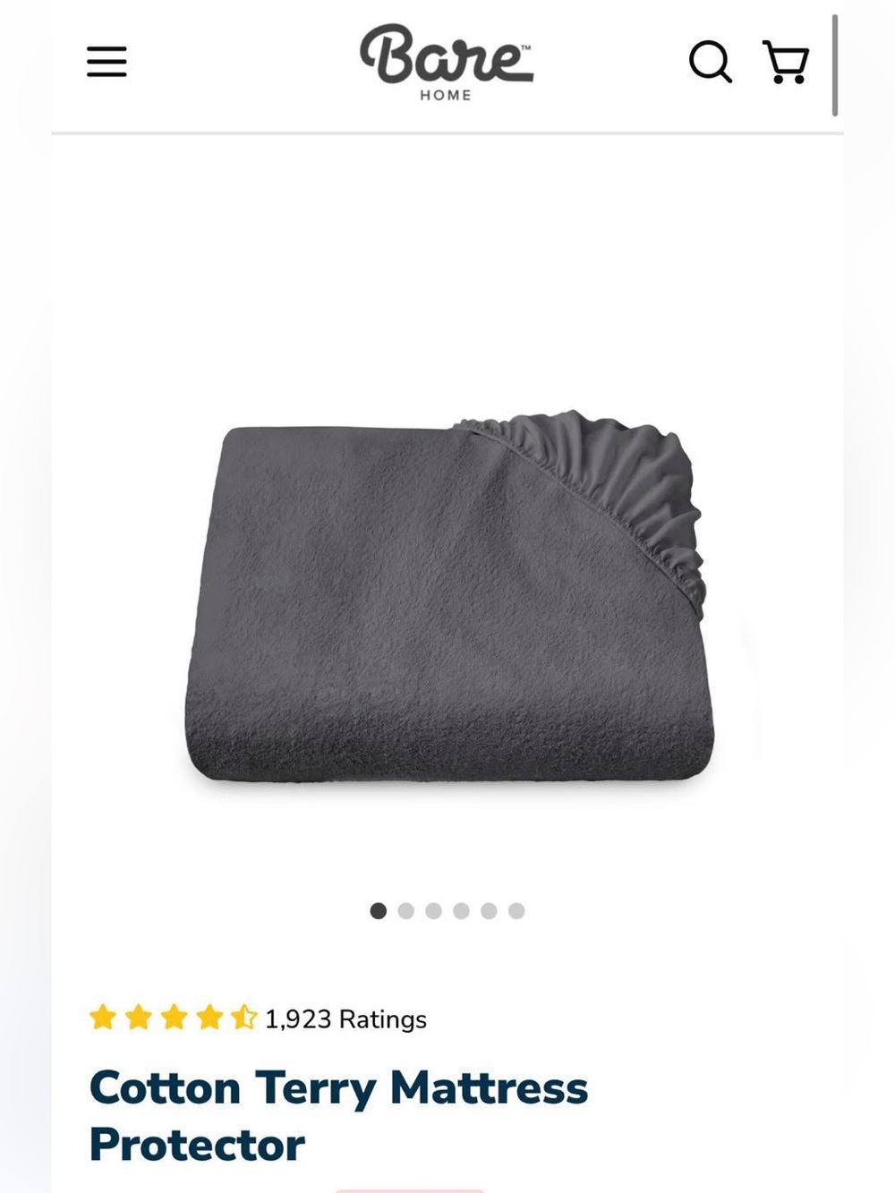 Cotton Terry Mattress Protector - Charcoal Gray